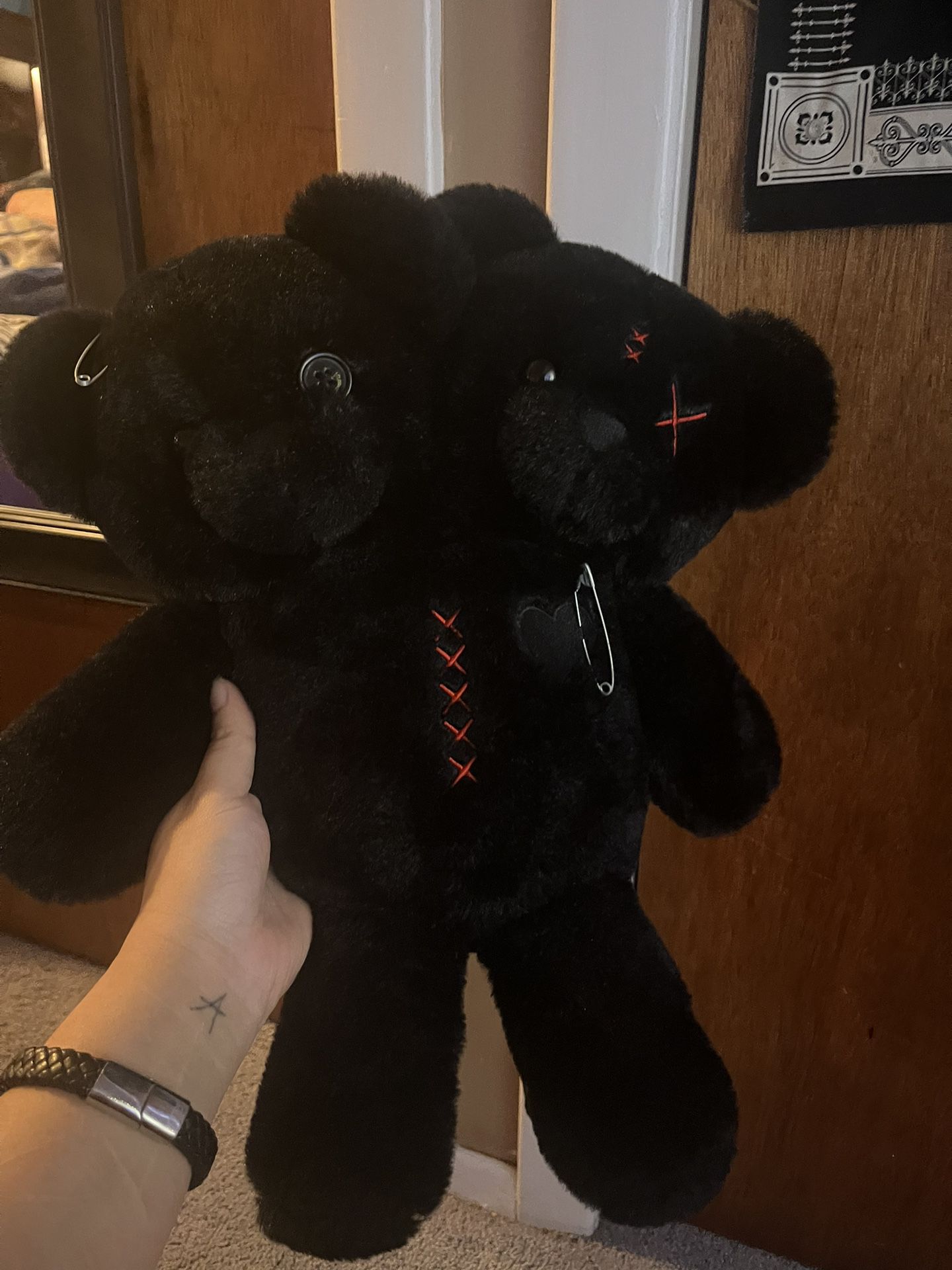 Double Headed Black Teddy Bear Backpack