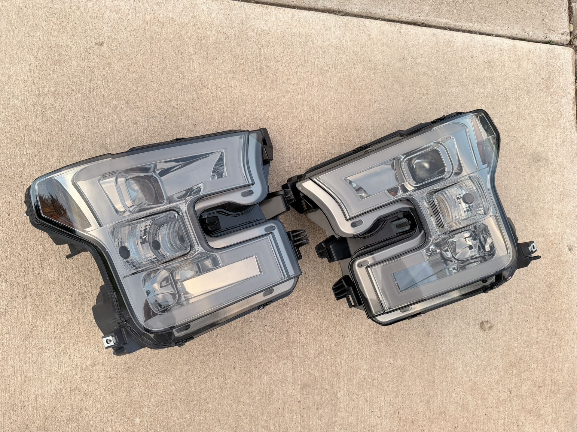 15 to 17 F150 Smoke LED DRL Projector Headlights 