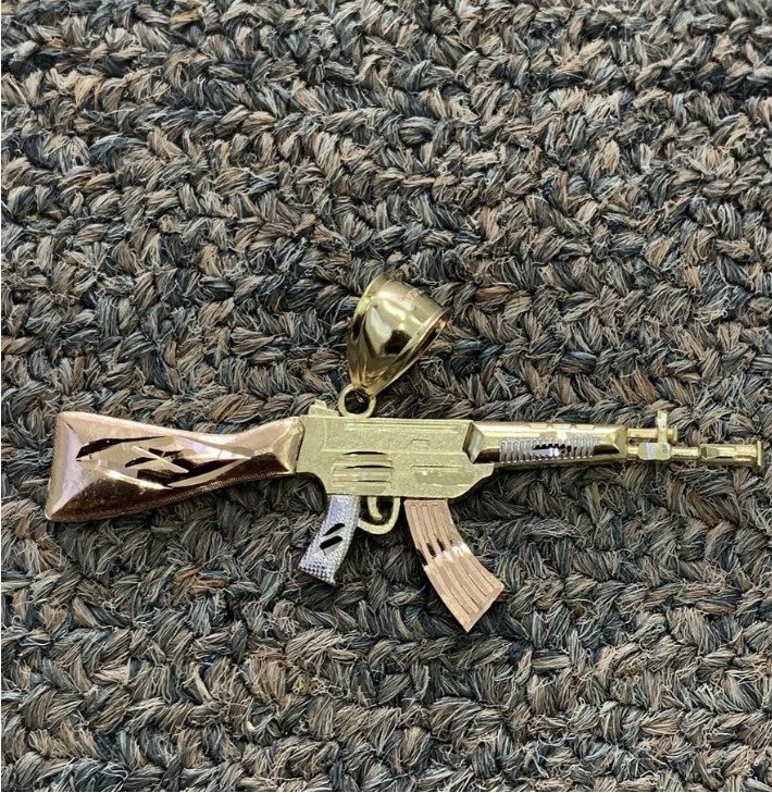 Tri color 10k Gold pendent , white gold , yellow gold , Rose gold