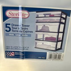 5 Drawer Wide Tower Black 
