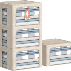 4 Pack Clothes Storage Bins With Metal Frame
