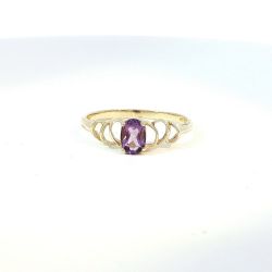 Ladies 10k Yellow Gold Amethyst Ring Size 7.75 11058868