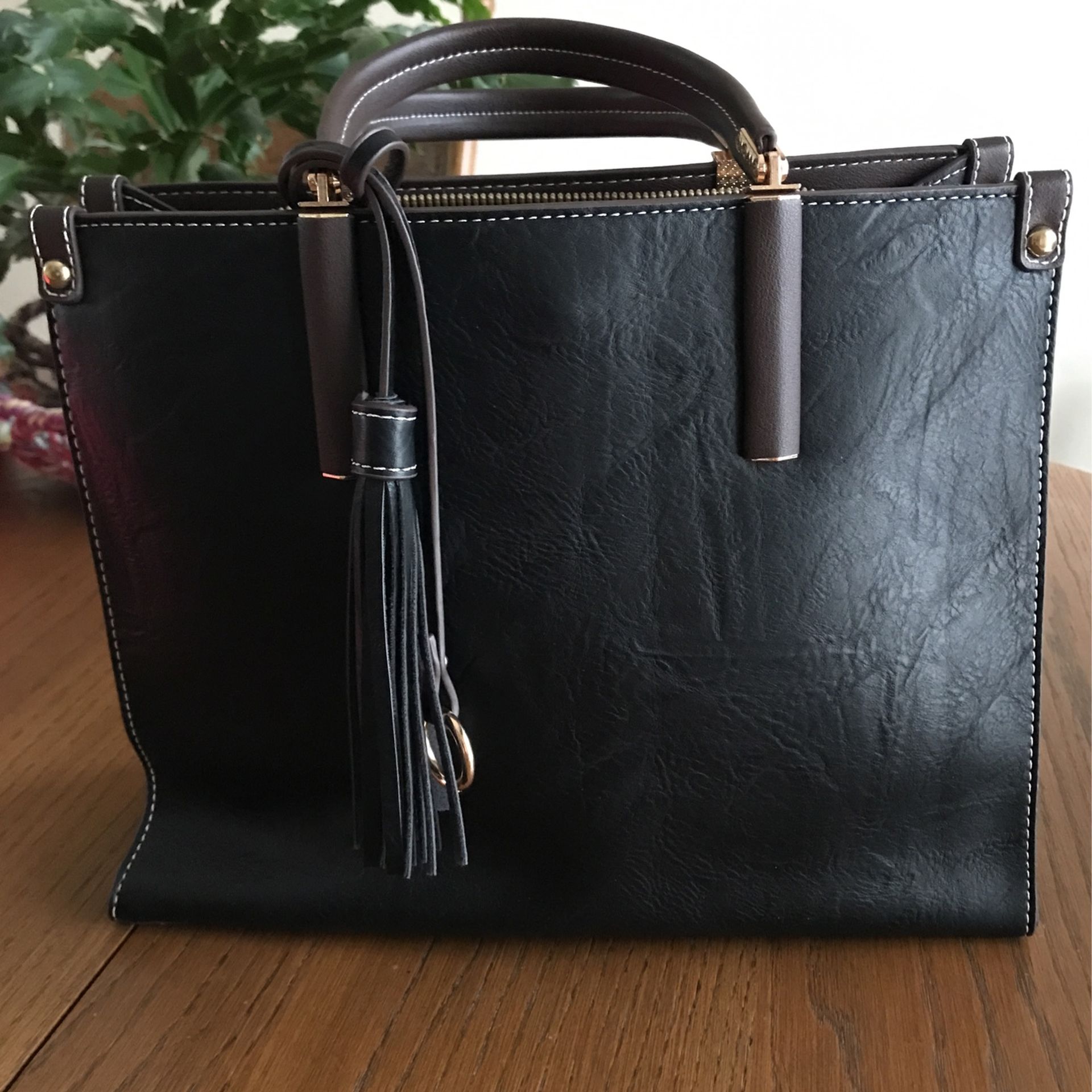 New Black with Brown Trim Purse.
