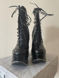 Brand New Womens Black High Heel Boots - 6 Inch Heel And 4 Inch Platform  Size 7.5 For Sale In Chino Hills, Ca - Offerup