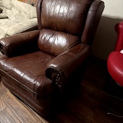 Leather recliner rocking chair