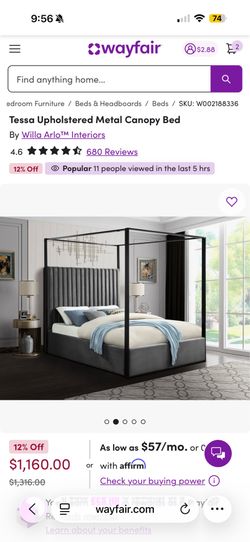 Queen Canopy Bed with Mattress
