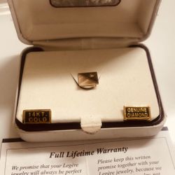 Vintage 14kt Gold And Genuine Diamond Tie Bar Tie Cie Clasp Life Time Warrenty Ledere L
