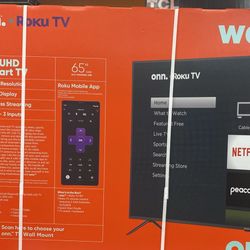 65”ONN ROKU 4K SMART TV