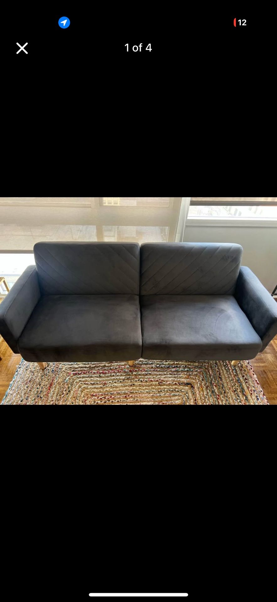 75 In Upholstered Gray Couch