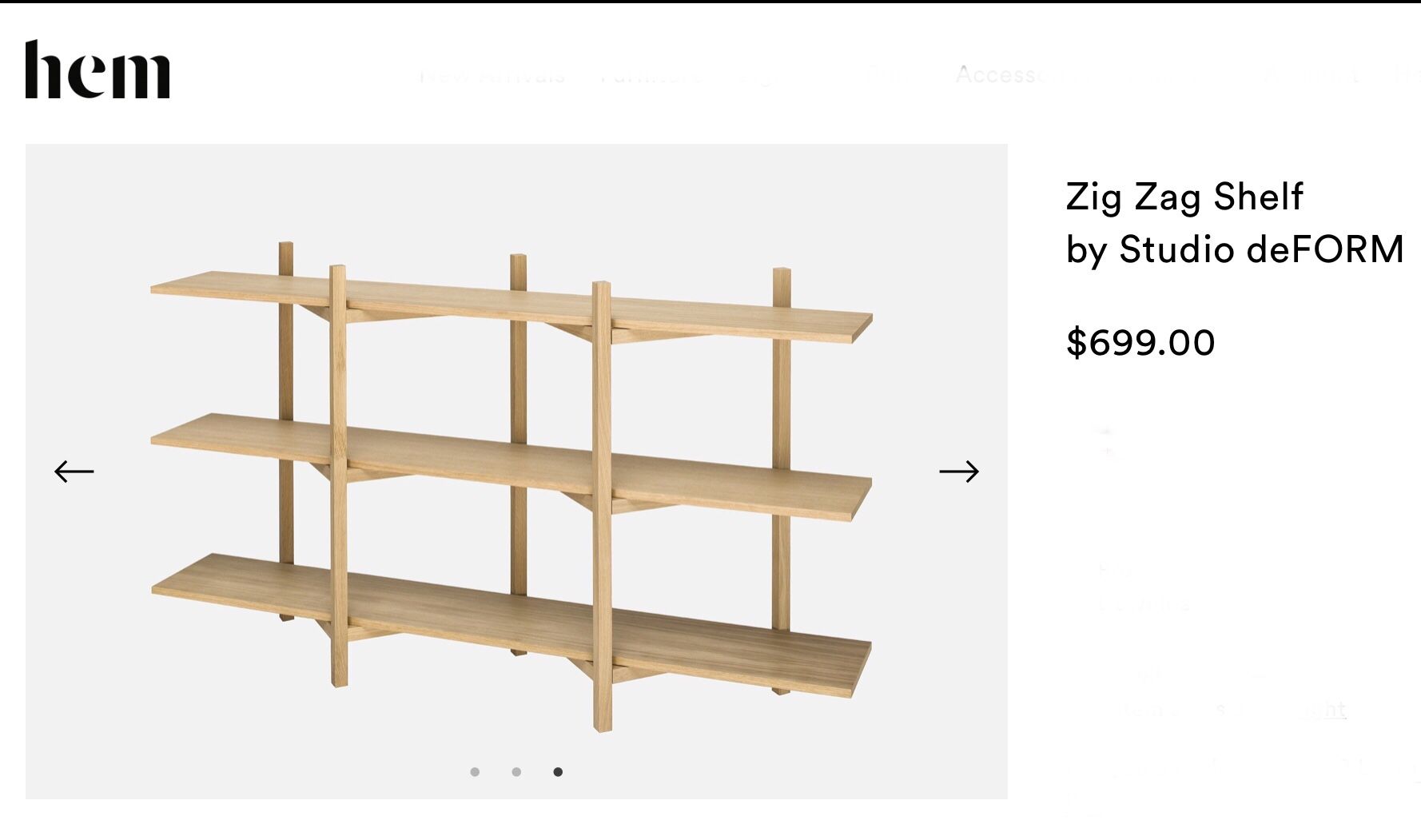HEM Zig Zag Shelf IN NATURAL WOOD BRAN NEW