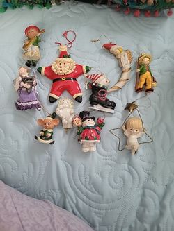 Vintage Christmas Ornaments Lot Of 11 + 3 Bonus Candles