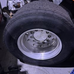 445/50R 22.5 Inch Super Single Aluminum Wheels With Used Tires All For $50 Must Come Fast! In Davie,Fl.