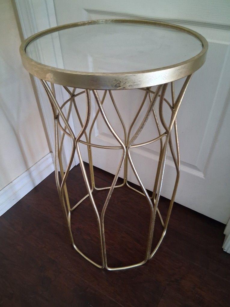 Gold Mirror Side Table
