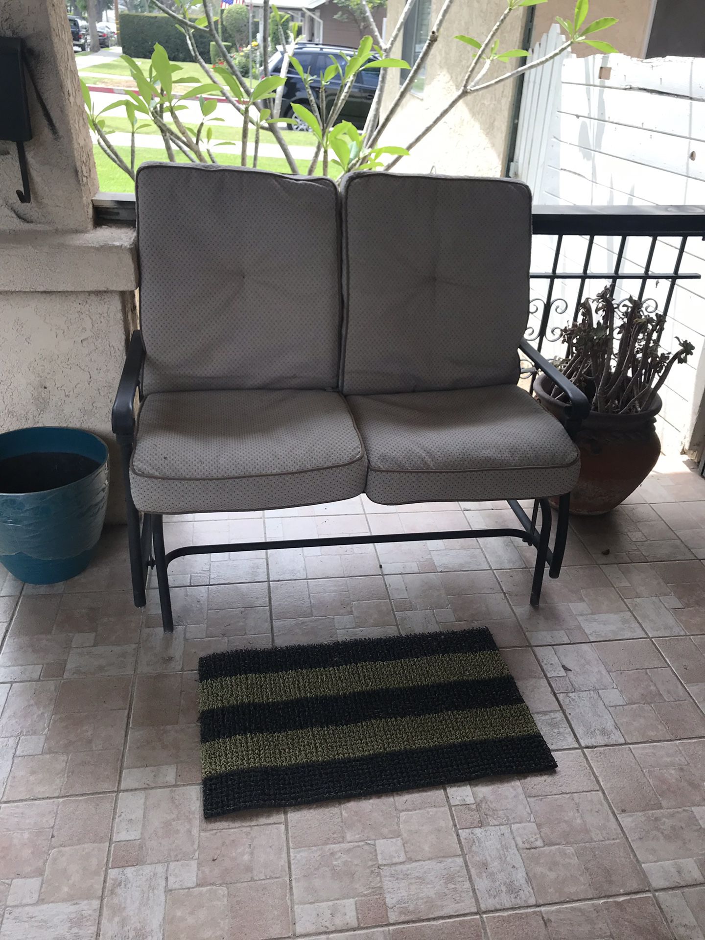 Bench glider porch swing with cushions