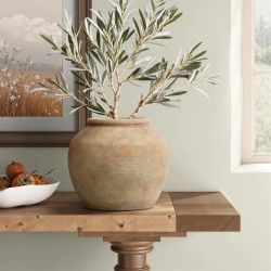 Rustic Golden Brown Round Terracotta Vase,10.4'' ,D2588