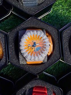 Orange bussdown moissanite g shock