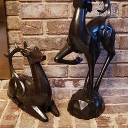 Two Handcarved Reindeer 