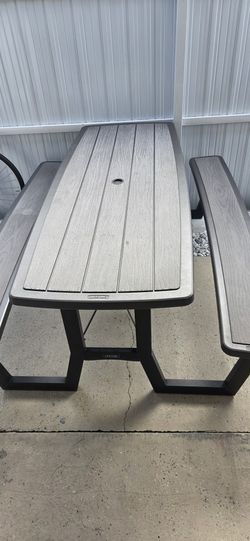 Lifetime Outdoor Folding Table with 2 Benches
