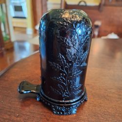 Vintage Mosser Amethyst Glass Fairy Lamp -  Holly Leaves and Berry - Thumb Hold