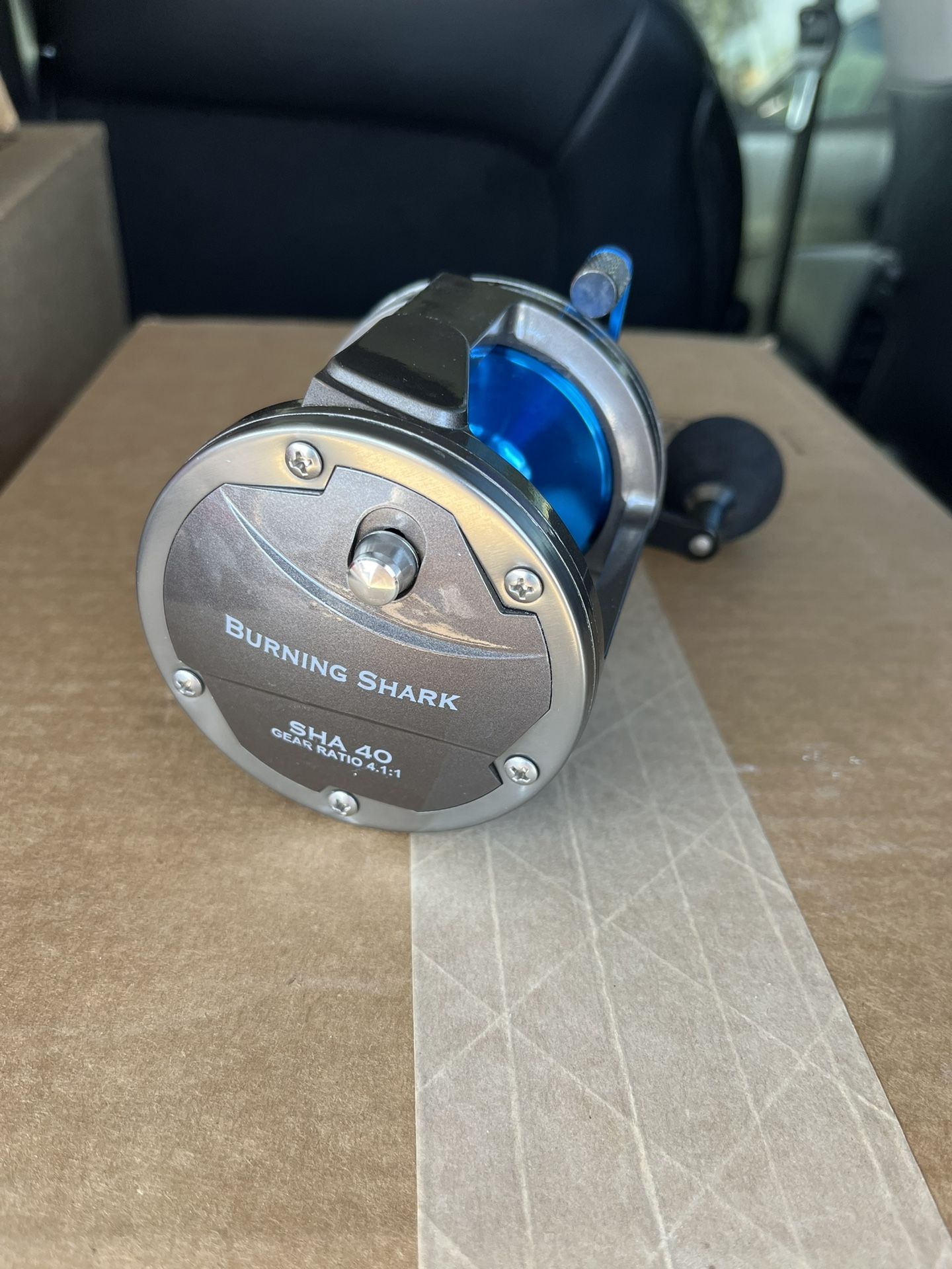 Burning Shark Trolling Reel Saltwater Level Wind Reels, Drag Reels Boat Fishing Ocean Fishing for Sea Bass Grouper Salmon