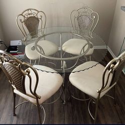 Glass/ Gold Trim Dining Table