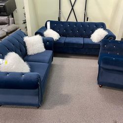 New Couch / Love Seat .  Indigo Velvet .  Free Delivery !