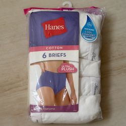 2013 Hanes PP40WH Women’s 100% Cotton Briefs Size 10 White Tagless 5 Pairs New