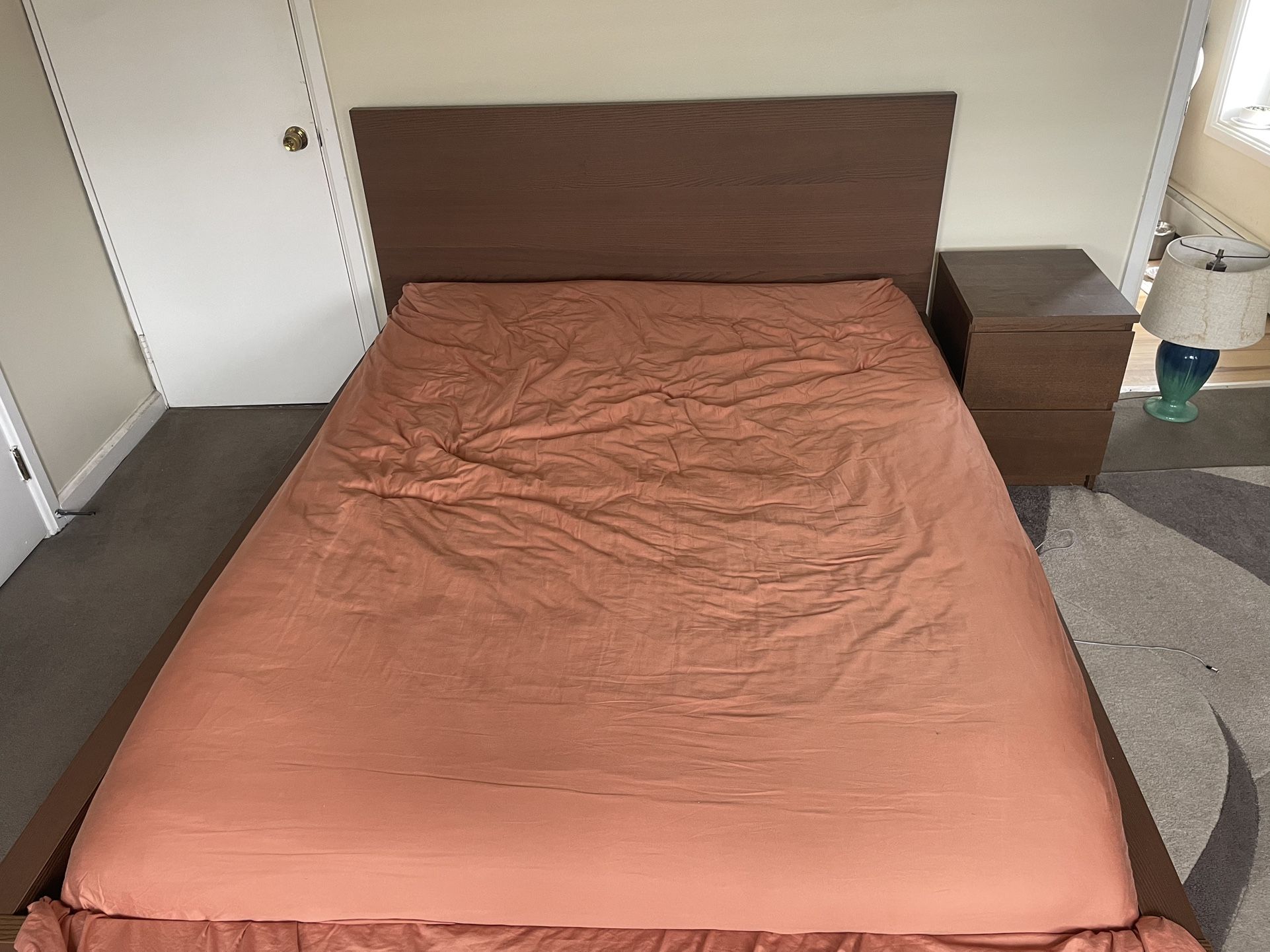 IKEA Queen Bed Frame/Marching Nighstand