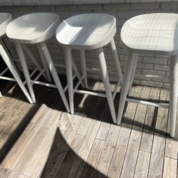 Bar Stools White Solid Wood
