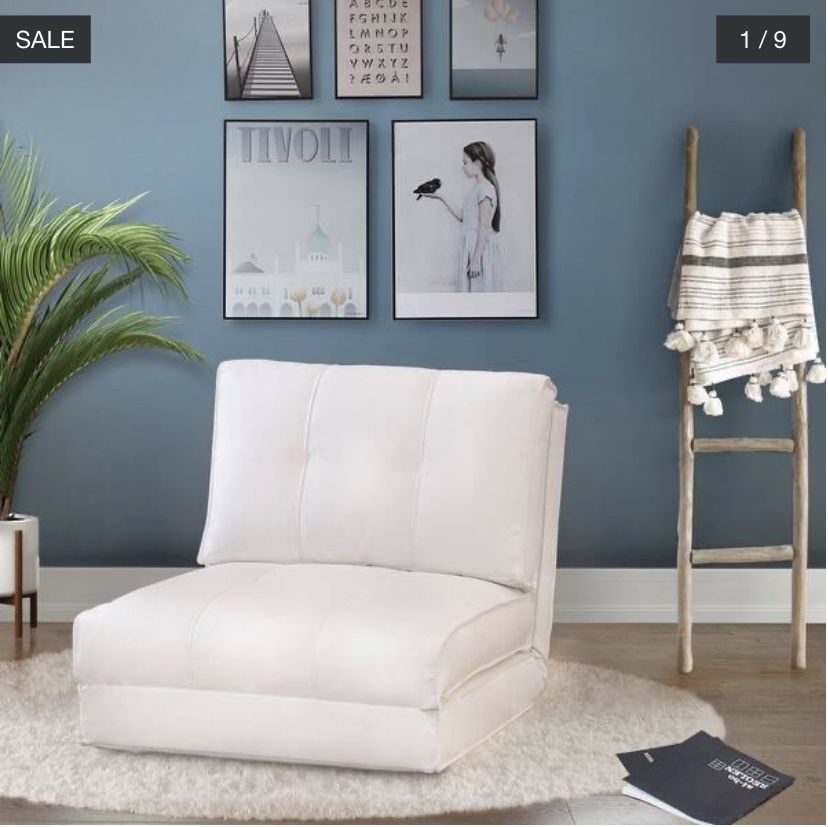 Abbyson Jackson White Leather Single Sleeper Chair - Off-White