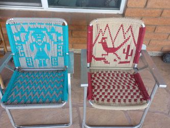 Vintage Aluminum Macrame Lawn/Camp Chairs For RV Home