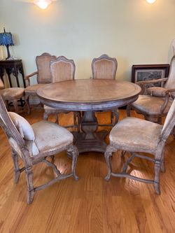 Vintage French Provincial Dining Table with 8 Chairs