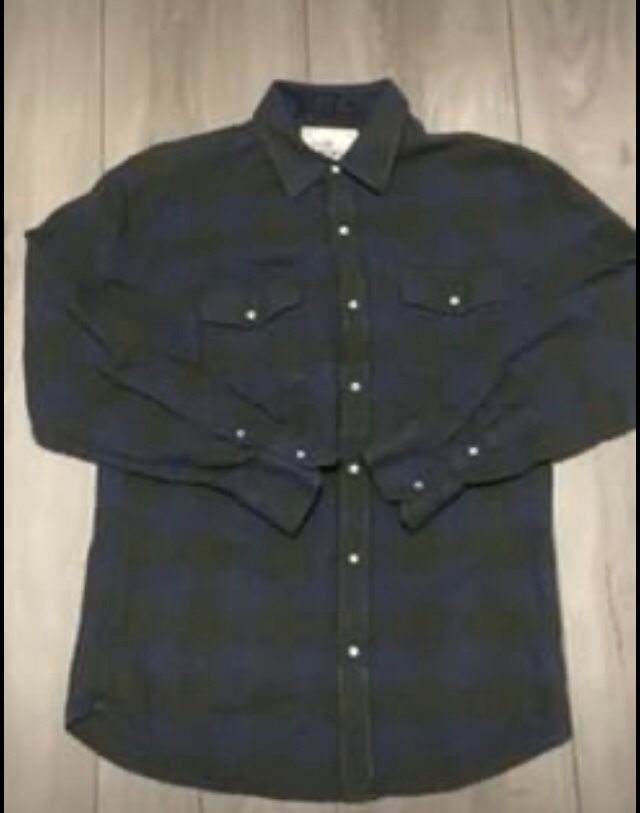 Vintage Age Of Wisdom Blue & Gray Lumberjack Plaid Flannel - Large