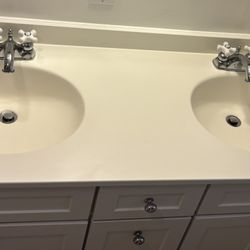Vanity Double Sink Corian White Solid Surface