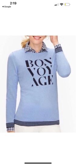 Brand new NWT Talbots Pretty Blues “Bon Voyage “ Long Sleeve Sweater SP