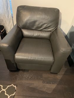 Modern Gray Leather Recliner