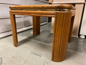 Light Brown Rectangular Glass Top Accent Table