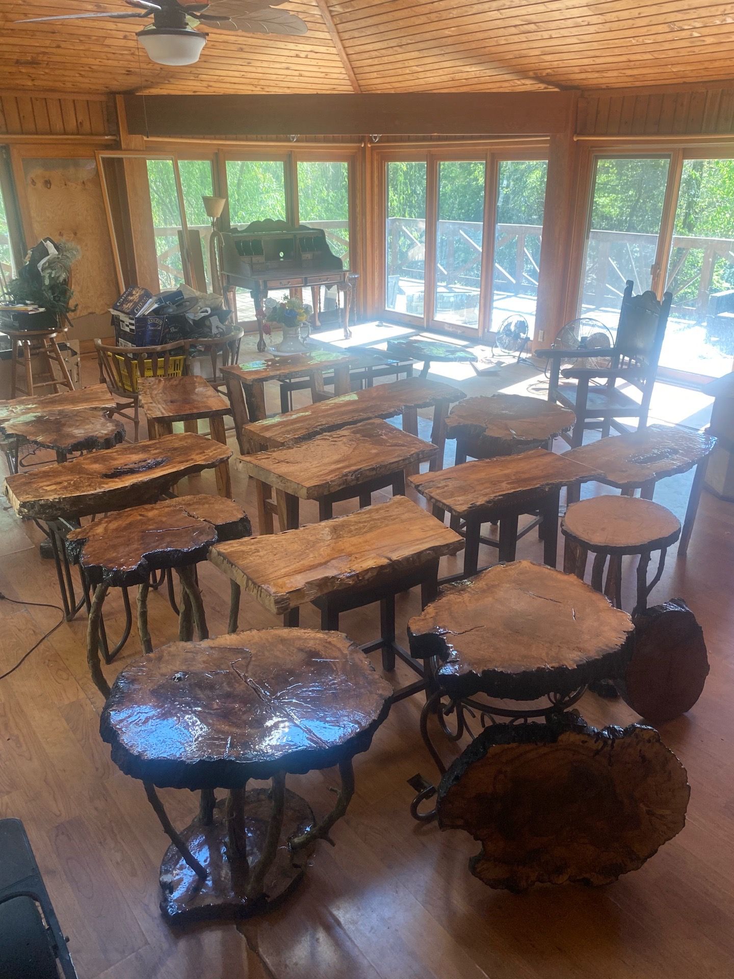 Handmade tables.