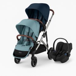 Gazelle Double Travel System Stroller + Cloud G Lux Infant Car Seat with SensorSafe + Second Seat