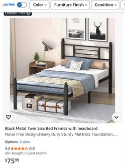 Gohapnis black metal twin size bed frame