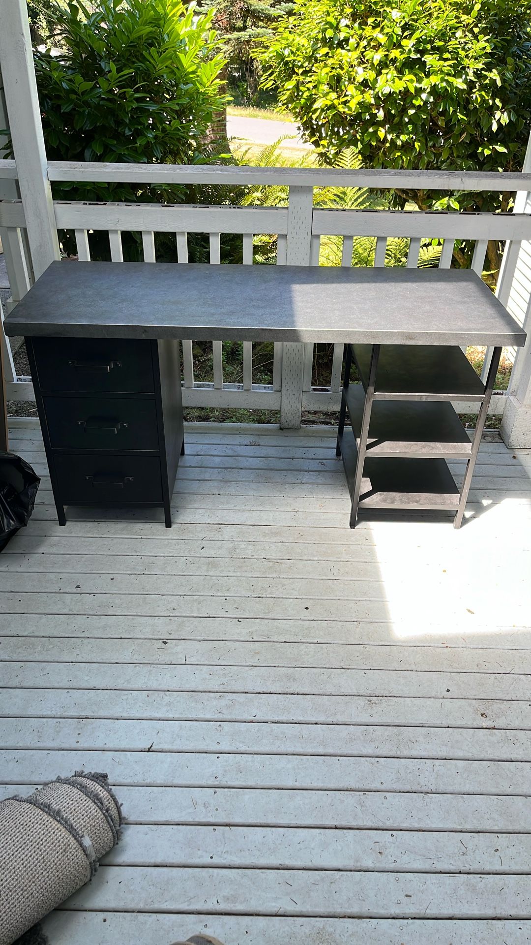 Free Desk - 3 Drawers, 3 Shelves. Metal Top.