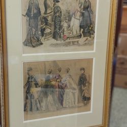 FRAMED ANTIQUE FASHION PRINTS
