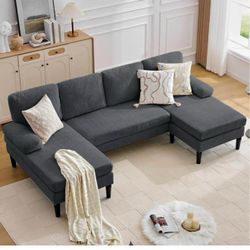 Korser 101" Sectional Couches for Living Room, U Shaped Sofa with Double Chaise Lounge, Modern Chenille Fabric 4-Seat Couch for Apartment/Small Space,
