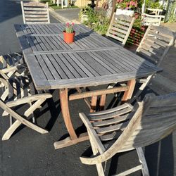 Patio Furniture Set 7pc Teak Wood 