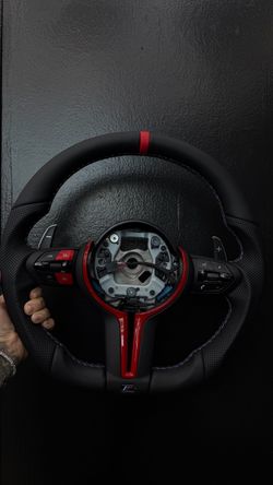 BMW FLAT BOTTOM STEERING WHEEL - red