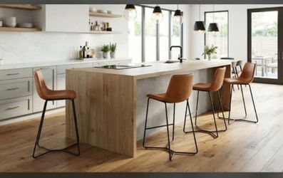 Valued $600 new in box brown faux leather theme counter stools$100 must buy today!