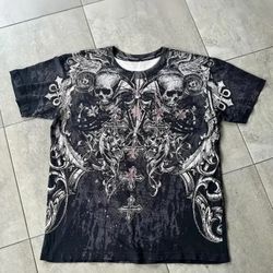 Navy blue skull cross T-shirt