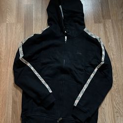 Burberry Check Trim Cotton Zip Hoodie black