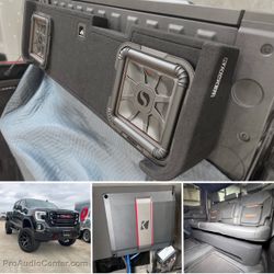 NEW FULL BASS AND VOICE PACKAGE KICKER AUDIO INSTALLED CHEVY SILVERADO GMC SIERRA CREW CABS