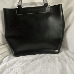 Lamarthe Leather Tote Handbag With Lucite Handles Pristine Condition! Retailed For $300.00 